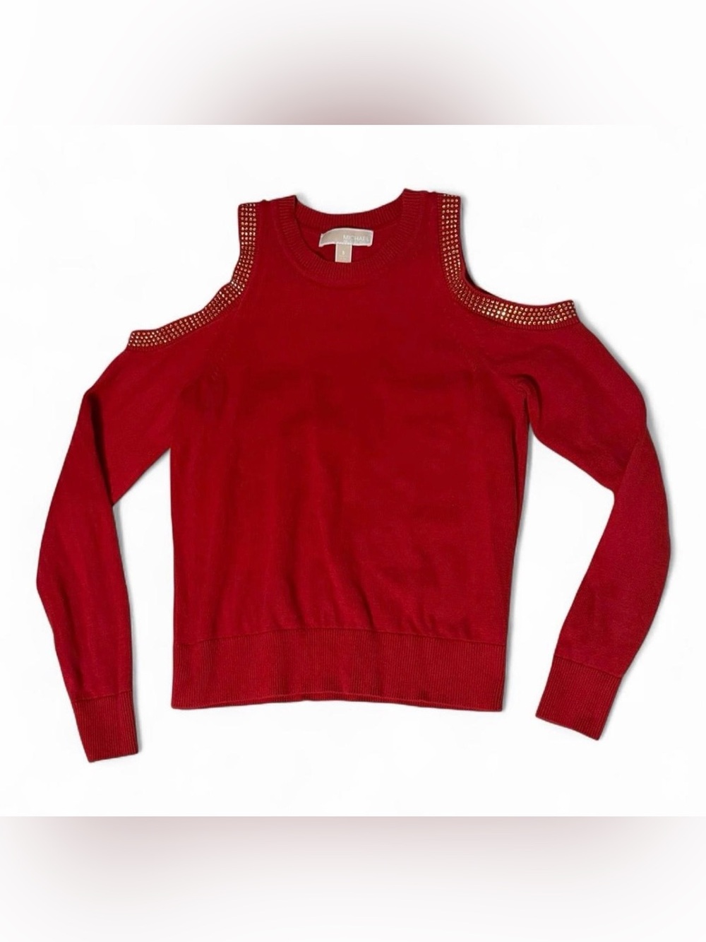 Michael Kors Cold-Shoulder Knit Sweater in Red